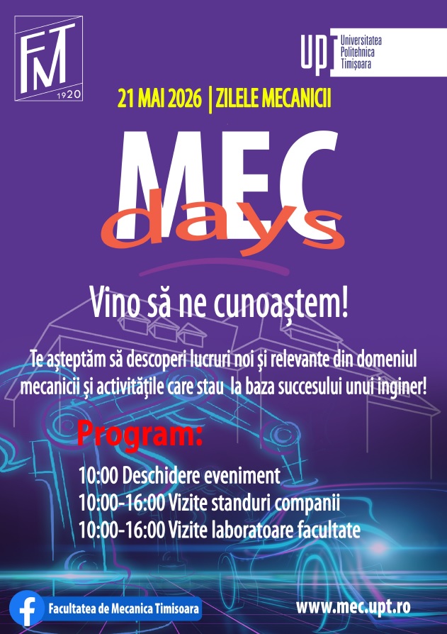 MEC DAYS 2026: Tehnologie, inovație și legătura directă între tineri și marii angajatori, la Universitatea Politehnica Timișoara