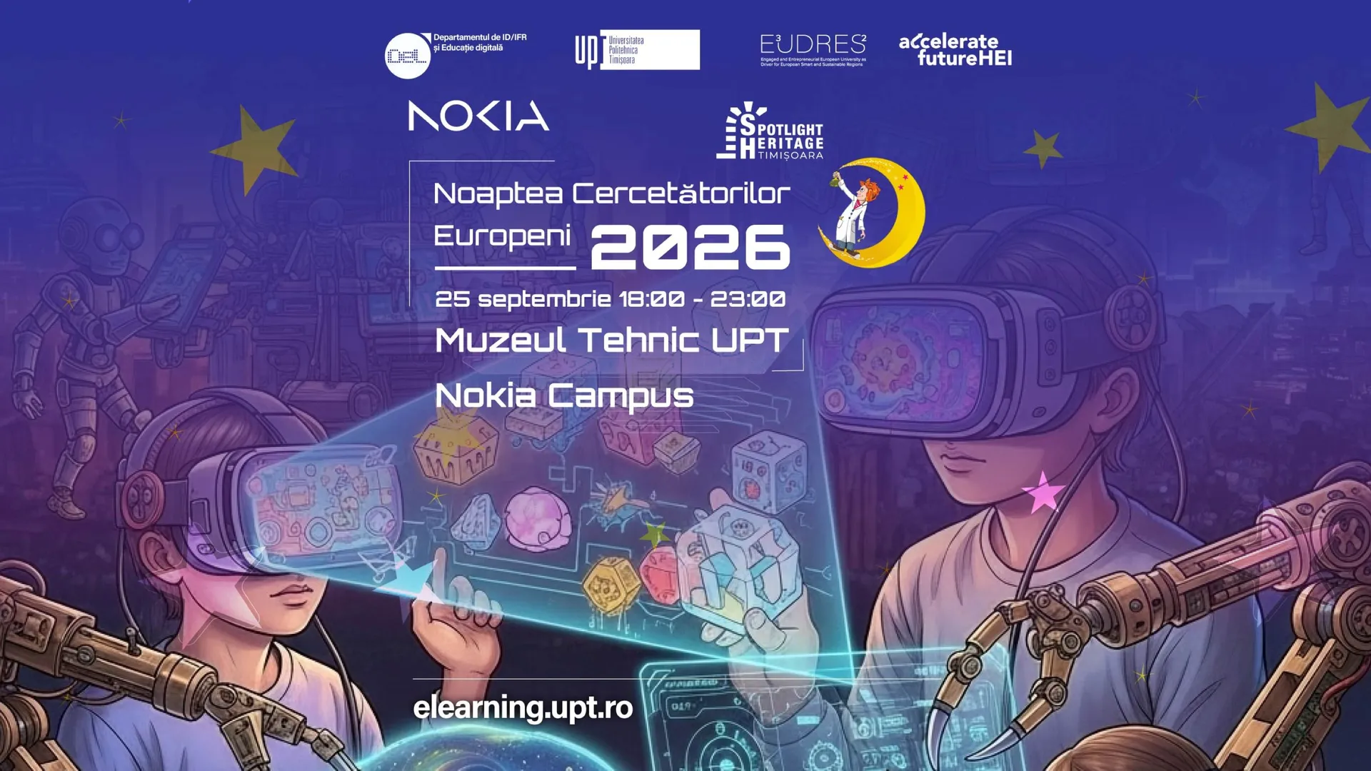 UPT la Noaptea Cercetătorilor Europeni: Explorări nocturne, educație digitală, experimente și tururi interactive la Muzeul Tehnic UPT. Intrarea este liberă